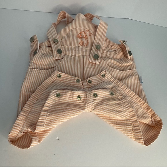 Covington Kids Striped Embroidered Shortalls Peach Cotton Denim Unisex 12M - Picture 11 of 14
